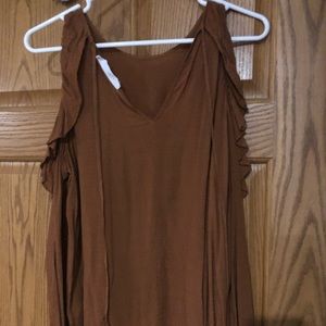 Off the shoulder long sleeve mustard color